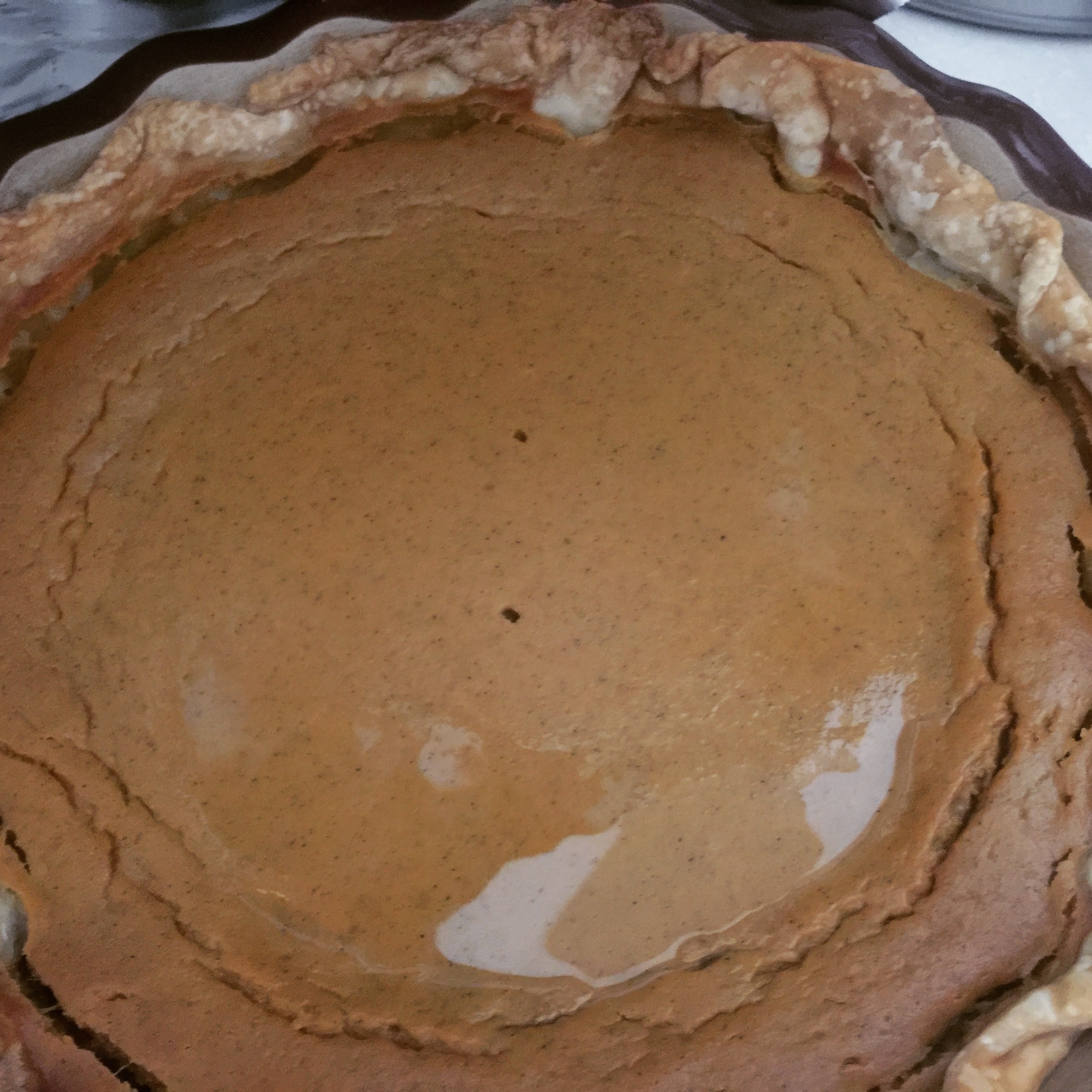 My pumpkin pie baked with homemade garden fresh pumpkin puree.