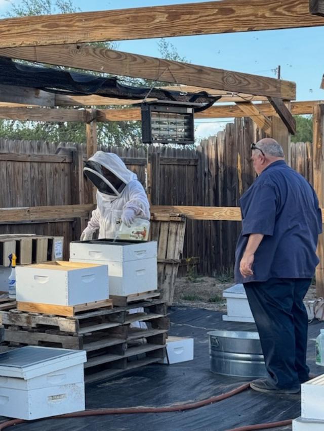 They were out there with the bees for quite a while.