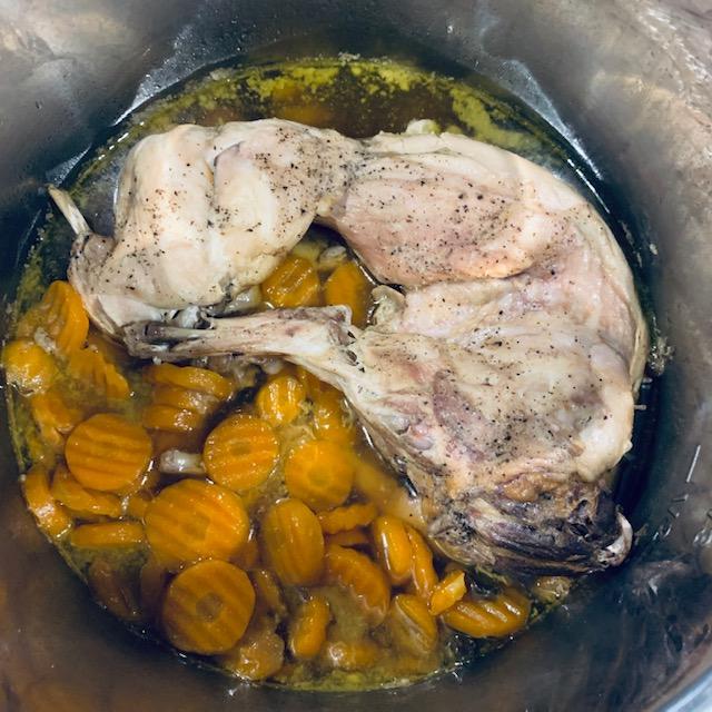 Rabbit with veggies in my Instant Pot.