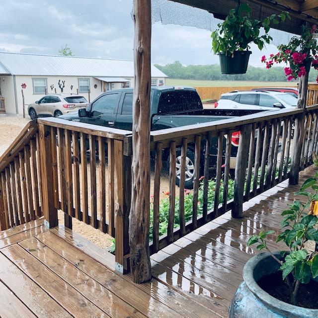 Look at our wet parking lot while it rains!