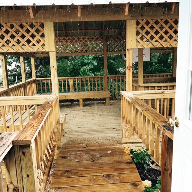 Here is the wet bridge leading from the farm store to the gazebo.