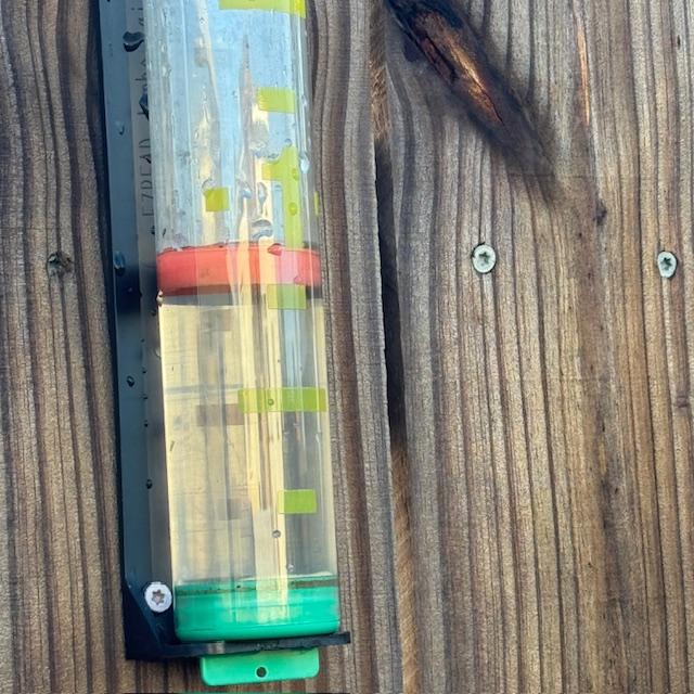 Here is a photo of our rain gauge. I thought I would see 3 inches but only saw 3/4 of an inch.