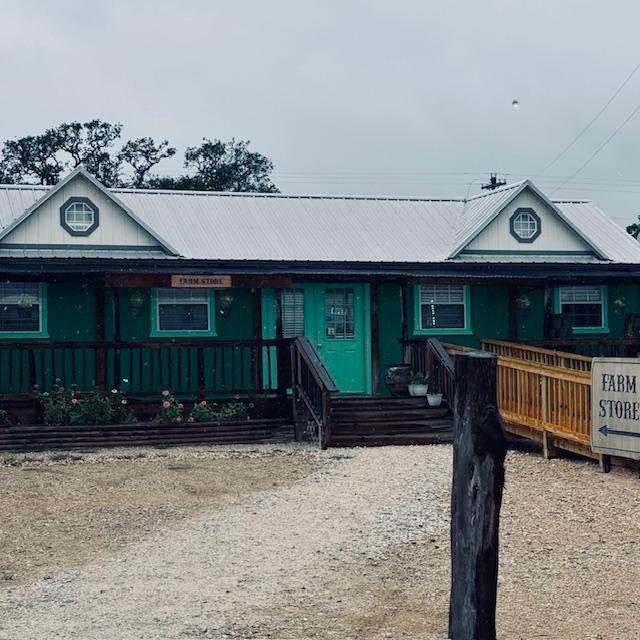 The rain has finally started. You can see the store steps are finally getting wet.