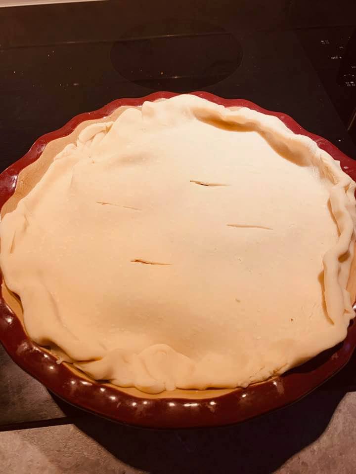 Raw Chicken Pot Pie, ready to go in oven.