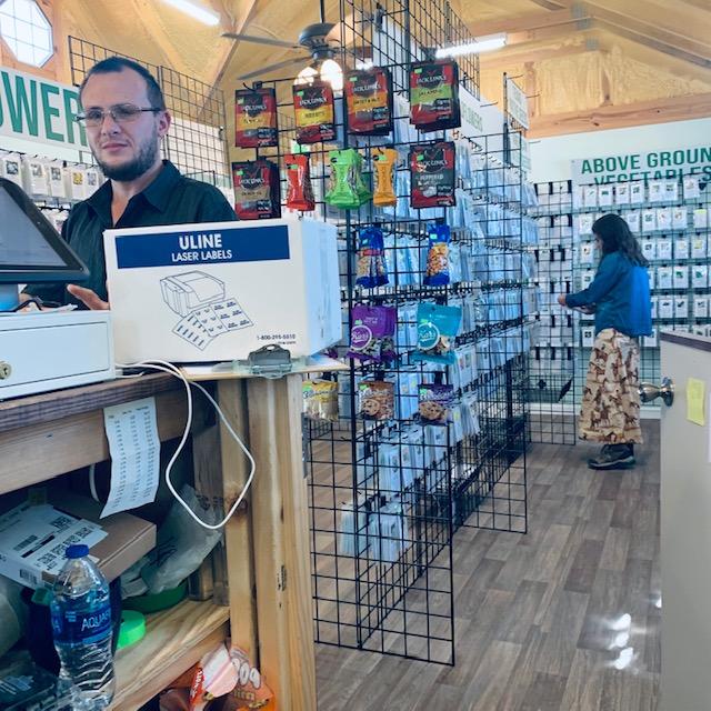 Matt and Linda are restocking the store. Since our TV commercial, it has been difficult to keep the store stocked. Thank you to all who order from us and visit us for their seeds!