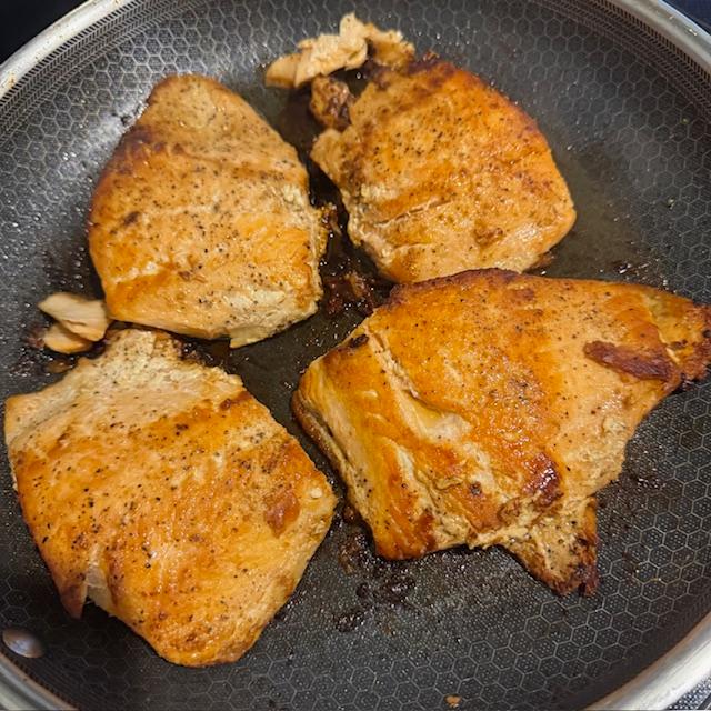 The salmon was so good--golden brown on the outside, pink on the inside.