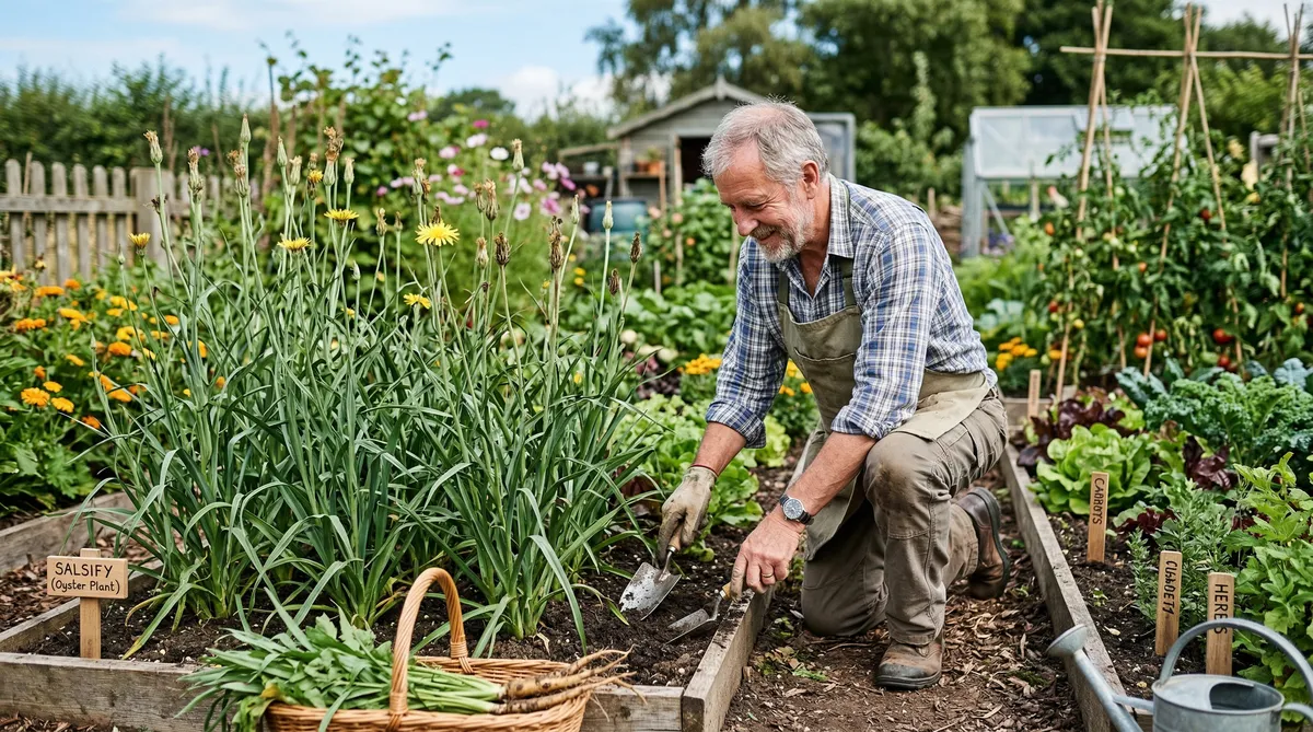 This man is harvesting some salsify.