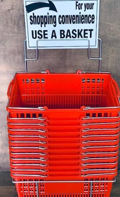 No more cardboard boxes for our customers to shop with! We have our own shopping baskets!