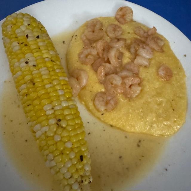 I made shrimp and grits for the first time along with corn from the garden and it was delicious!