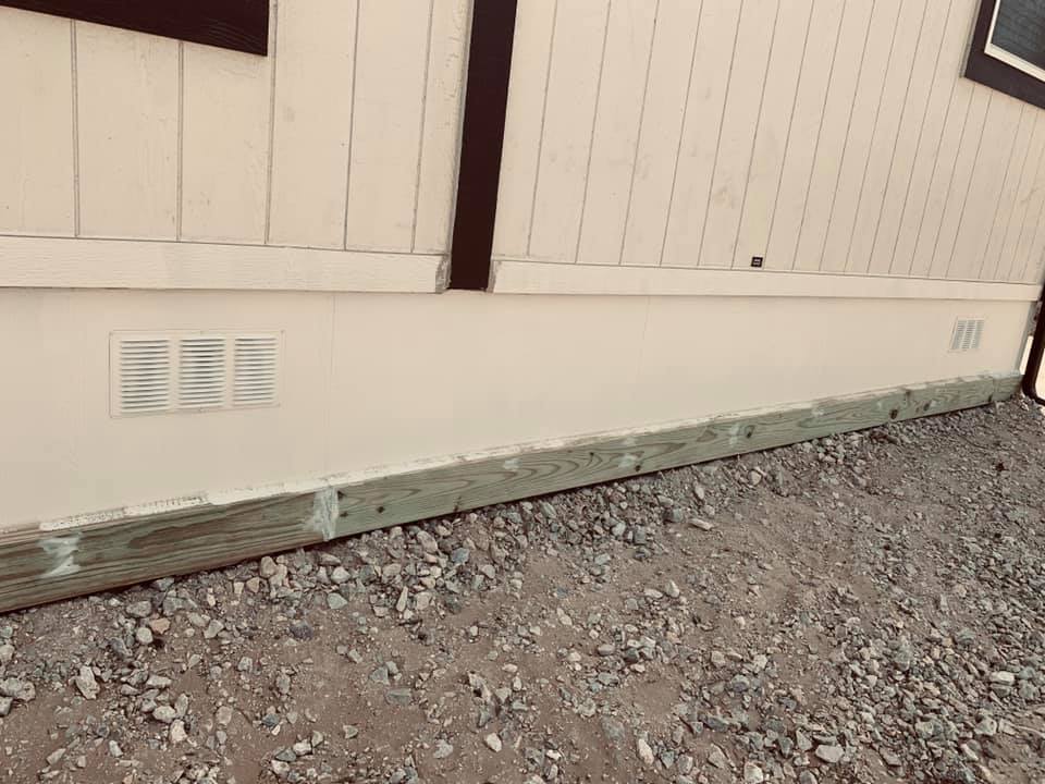 Mobile Home Repair - ha ha! The skirting team did not bother to show and no one knows where they are today. Mobile Home Repair - ha ha! The skirting team did not bother to show and no one knows where they are today.