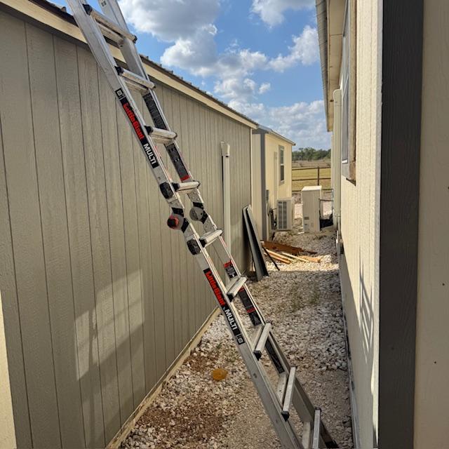 They are still taking off skirting, porches, and the covering on top of the porches so these 2 buildings can be moved.