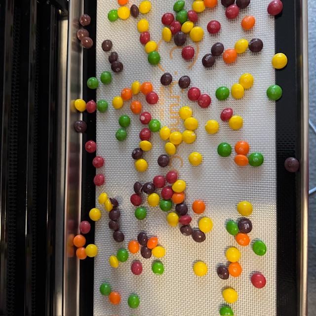 First, I poured candy on the trays. Here are Skittles, the most popular freeze dried candy. I have never had freeze dried candy before. First, I poured candy on the trays. Here are Skittles, the most popular freeze dried candy. I have never had freeze dried candy before.