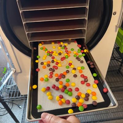 The trays go into the freeze dryer.