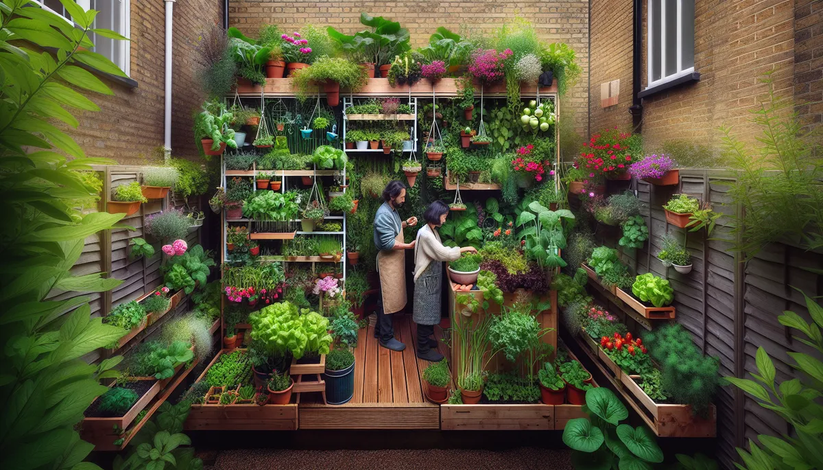 Small space gardening here: A petite outdoor space, approximately the size of a small balcony, has been transformed into a thriving garden full of life. Small space gardening here: A petite outdoor space, approximately the size of a small balcony, has been transformed into a thriving garden full of life.