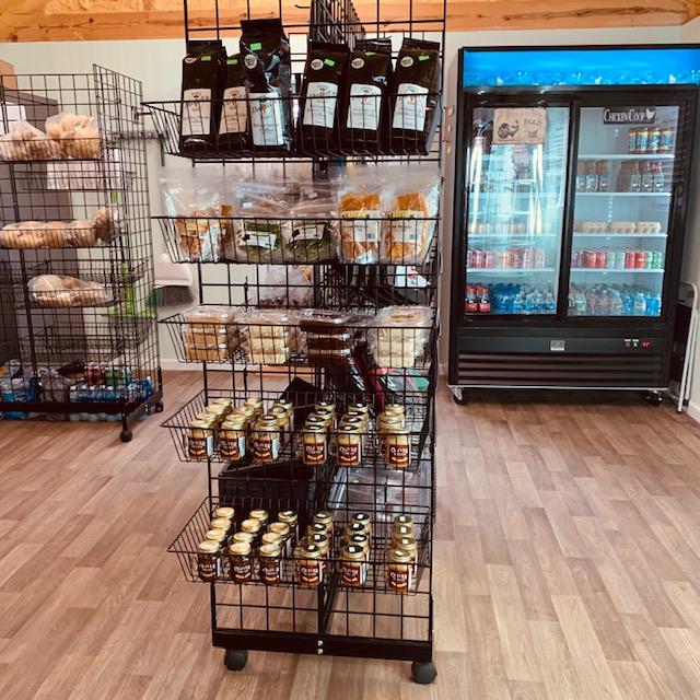 Yummy coffee, brittles, fudge, and flavored honey butters.