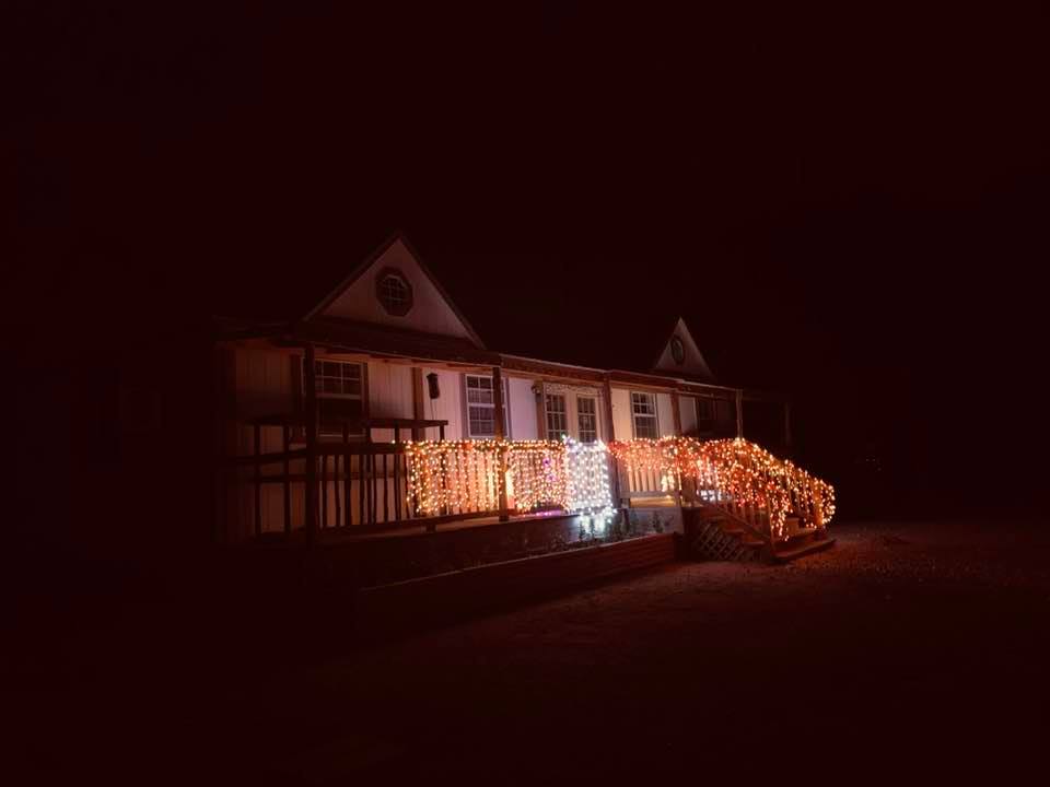Our store looked great at night during the Christmas season.