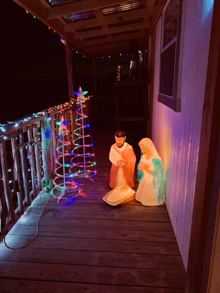 The Nativity with trees and lights at David's Garden Seeds® Farm Store.