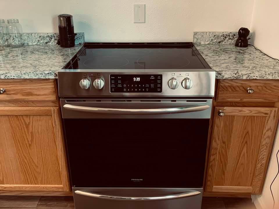 The stove and oven unit in our commercial kitchen has a convection oven in it.