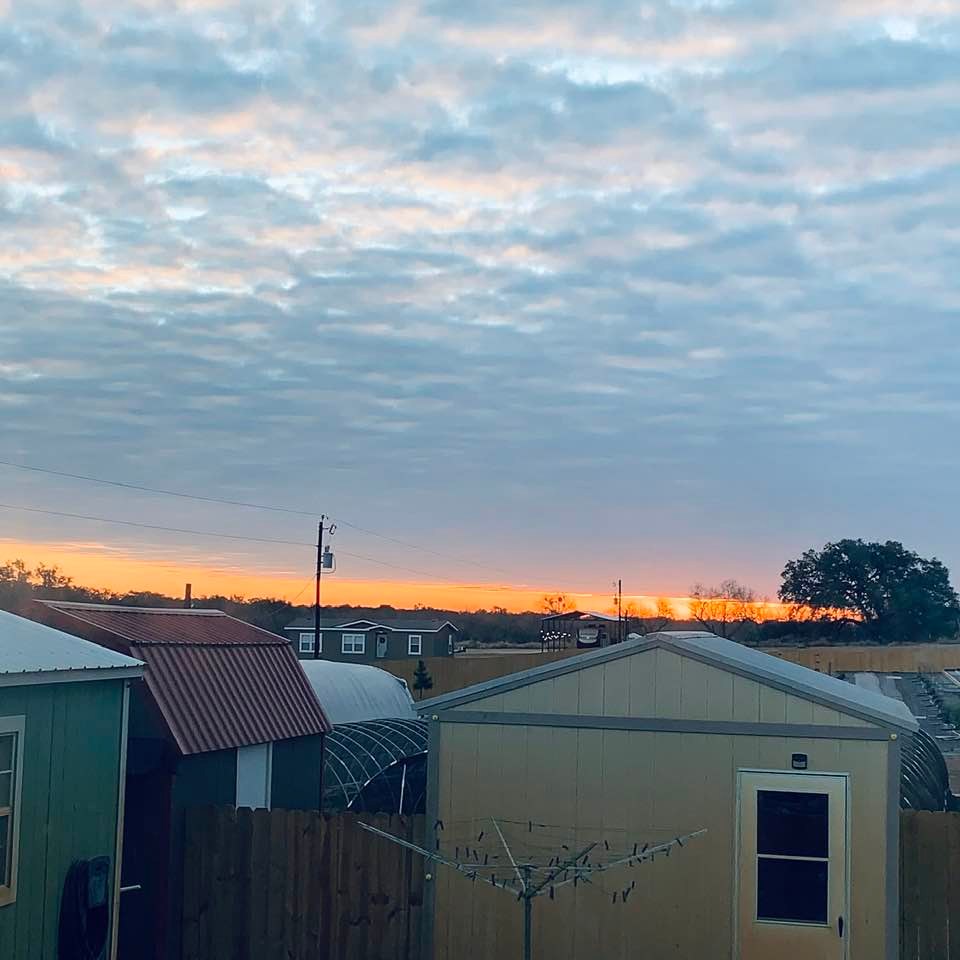 It was a pretty sunrise this morning but it was cold! No spring season garden work will get done today.