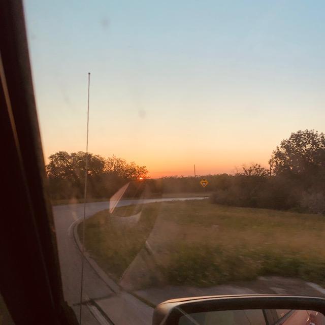 The sun rose while we were on the freeway going into San Antonio.