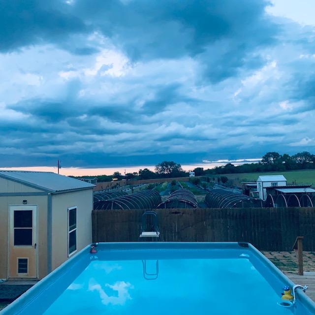 Clouds but the sun came up anyway. Skies are always pretty out here.