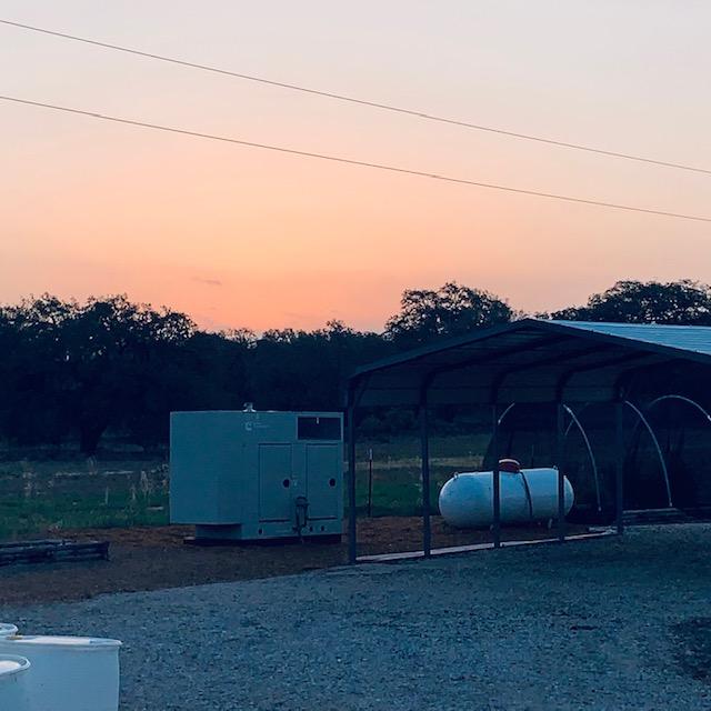 This morning's sunrise was when I was outside. You can see the generator, the tank for it, and the carport, things that we are grateful for in our fourth year.