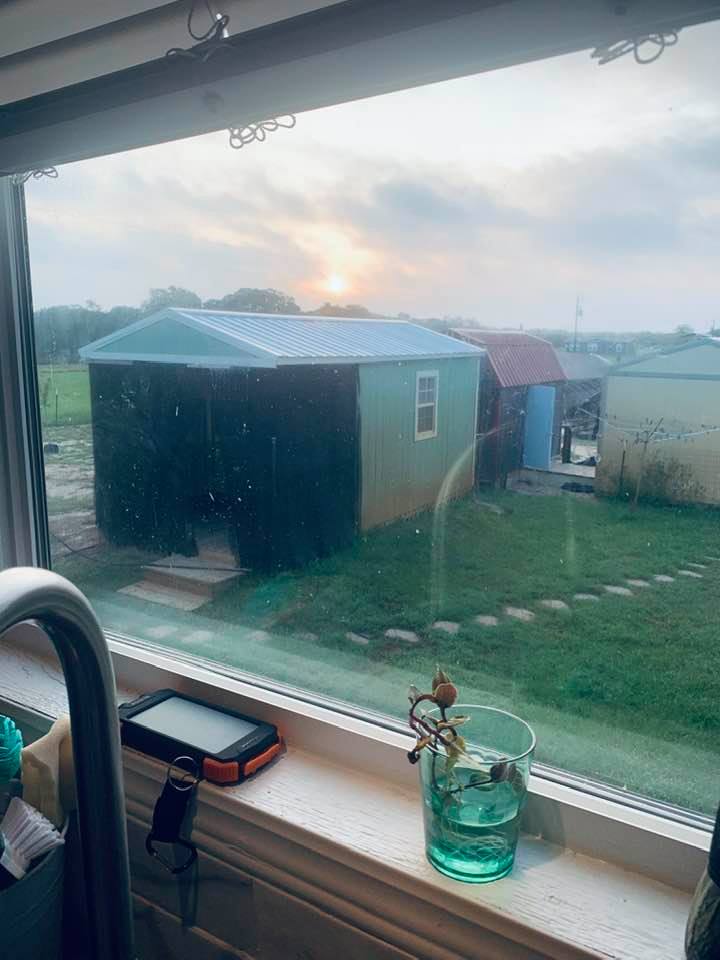 Taken from my kitchen window, the sunrise beat me today! Looks like a beautiful day for fall planting!