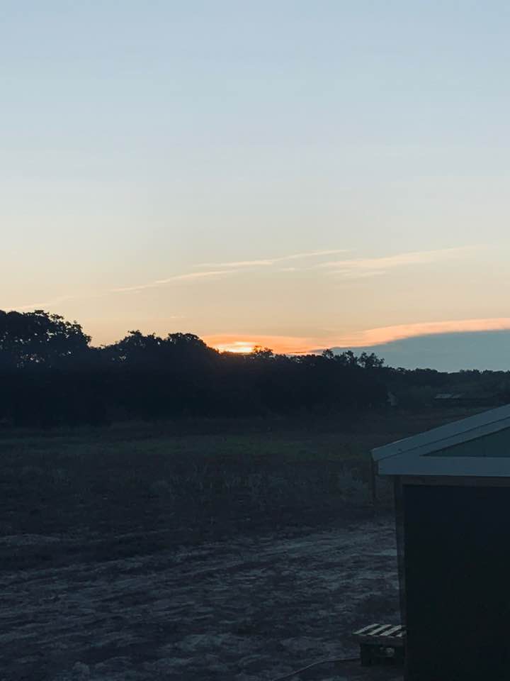 Another beautiful sunrise on the farm this morning. I hope the mobile home repair is done soon.