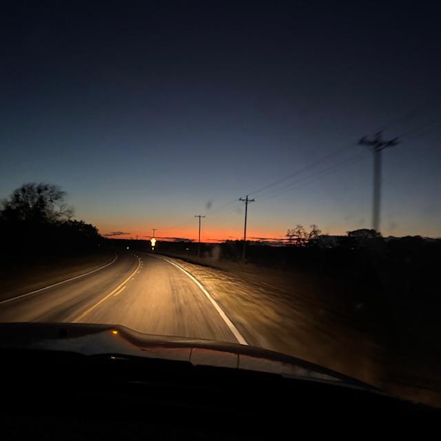 We left the farm as the sun was going down.