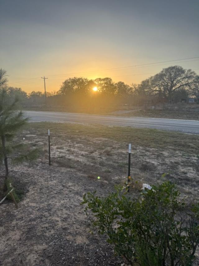 Sunset from the breezeway between the kitchen building and the Farm Store.