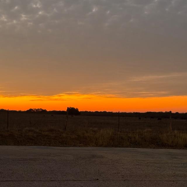Sunset out the door of the church this evening.
