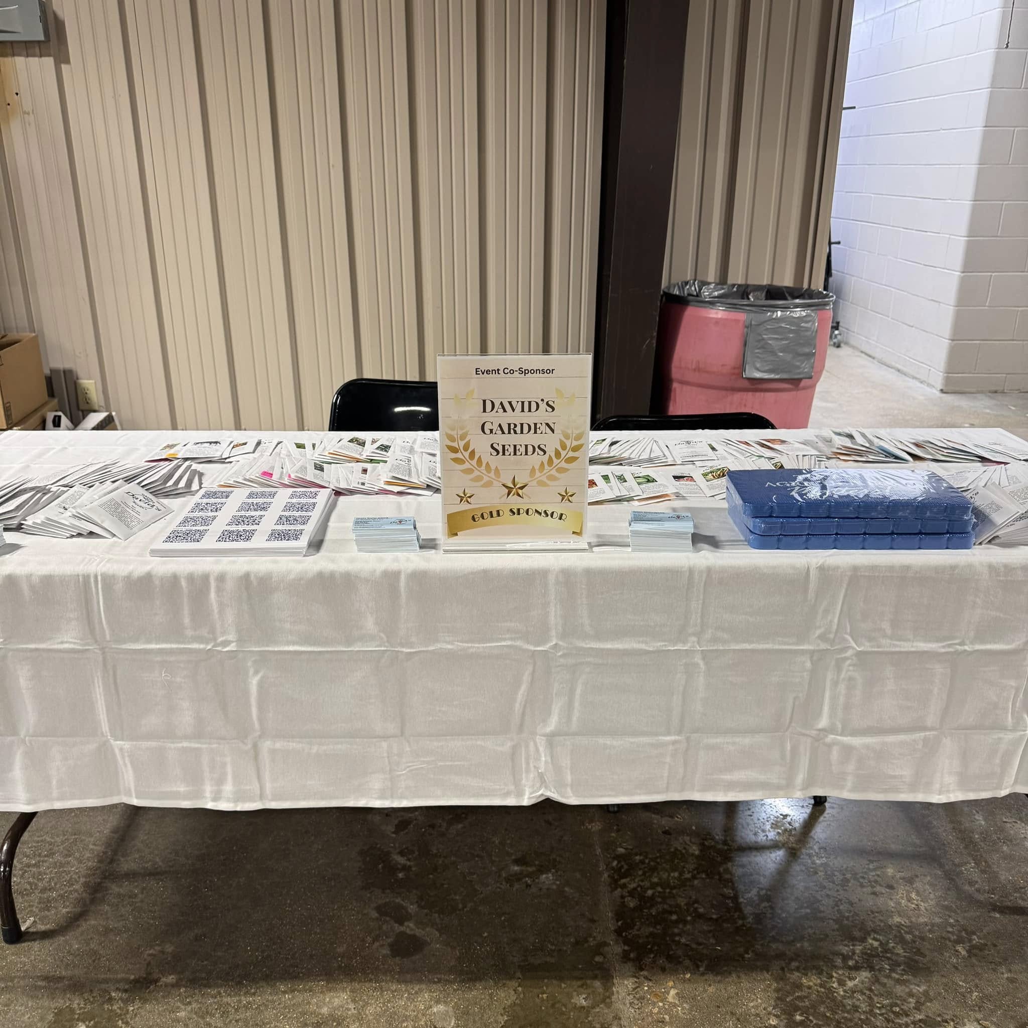 I sorted seeds and set the table up. We were conveniently located by the bathrooms.