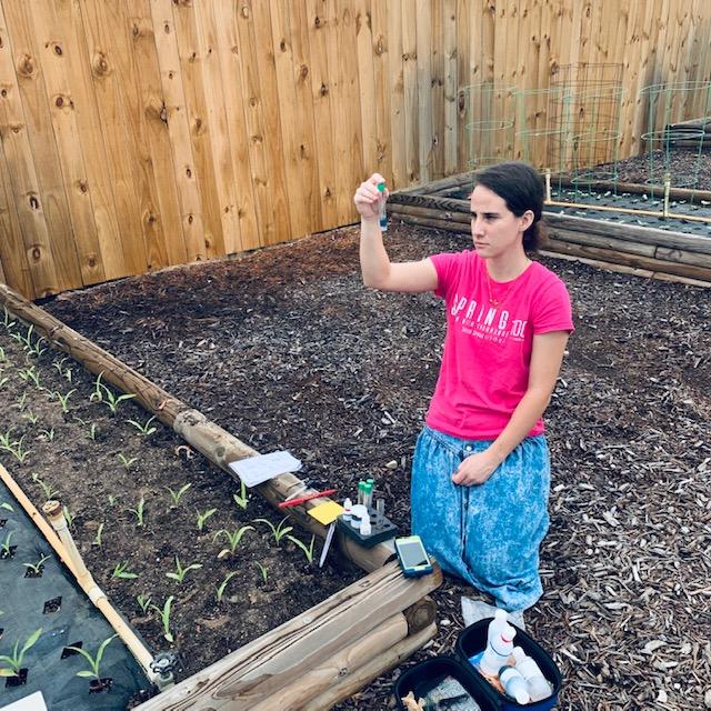 Shaking it up with pH in the test tube. If it is blue we are good. Test your fall garden in Texas.