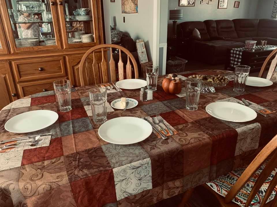 Our Thanksgiving table for 2020.