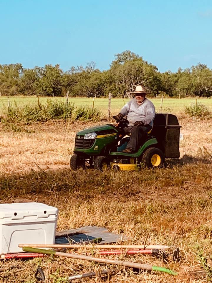 David cut down a lot of weeds near the back fence that the large tractor could not get to because of the sand. David cut down a lot of weeds near the back fence that the large tractor could not get to because of the sand.