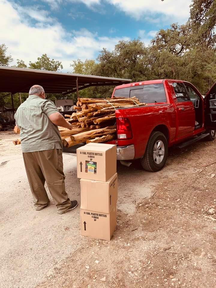 David got some cedar logs in Leakey today. They rode home fine in the new truck.