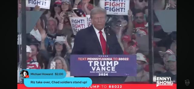 I got this photo while watching Trump on the Benny Johnson coverage. If you need a good news channel on YouTube, go to Benny Johnson.