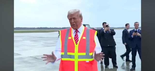 President Trump got off his plane like this and hopped into a fully wrapped Trump trash truck after Biden called Trump supporters trash.