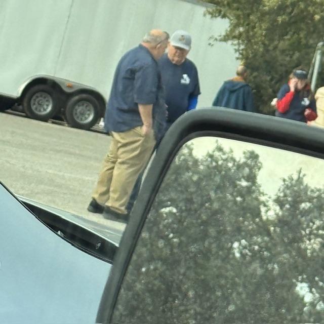 David talked to his friend, Les, one of the turkey fryers out in the cold. I waited in the truck, smelling the delicious turkey!