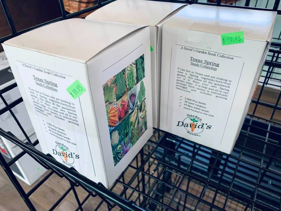 Our box of Texas Spring Seeds includes 38 varieties of Non-GMO seeds hand chosen by David.