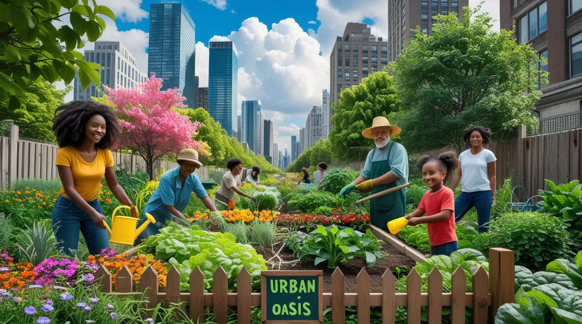 Urban gardening can involve the whole family and some friends, too.