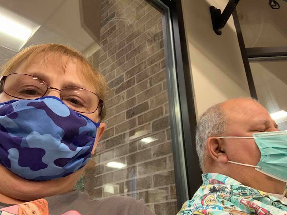 Us waiting to be called back for David's surgery. We are in fearful San Antonio so everyone has to wear a mask even though the state has been open for months. Us waiting to be called back for David's surgery. We are in fearful San Antonio so everyone has to wear a mask even though the state has been open for months.