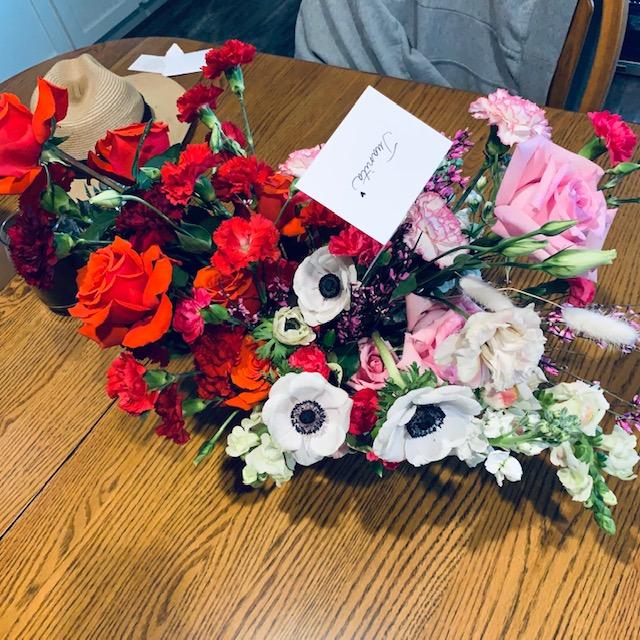 This is my beautiful Valentine's Day bouquet from David. My sweet neighbor, Caitlyn with Poteet Posie Co. made this. This is my beautiful Valentine's Day bouquet from David. My sweet neighbor, Caitlyn with Poteet Posie Co. made this.