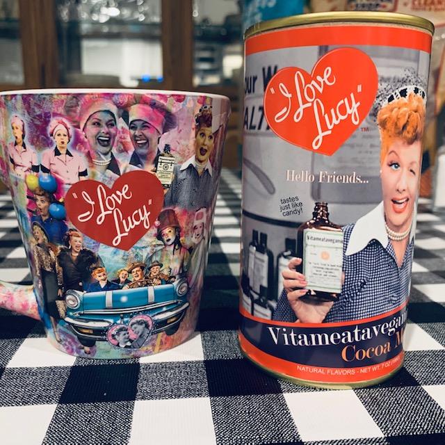A pretty Lucy mug and hot chocolate with Vitameatavegamin. A small canister I will keep to display after I have enjoyed the hot chocolate.