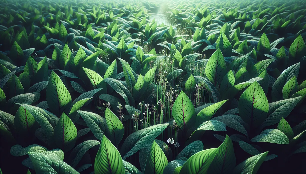 Here is a lush field of water spinach plants. They are members of the Morning Glory family.