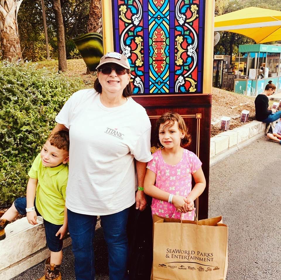 Here I am with Max and Holley at SeaWorld. You can see we have been shopping!