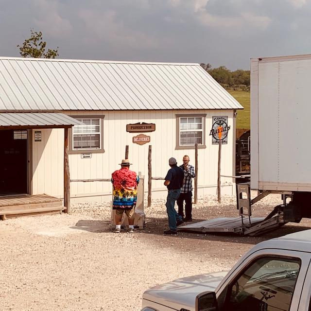 The wood chipper is being delivered.