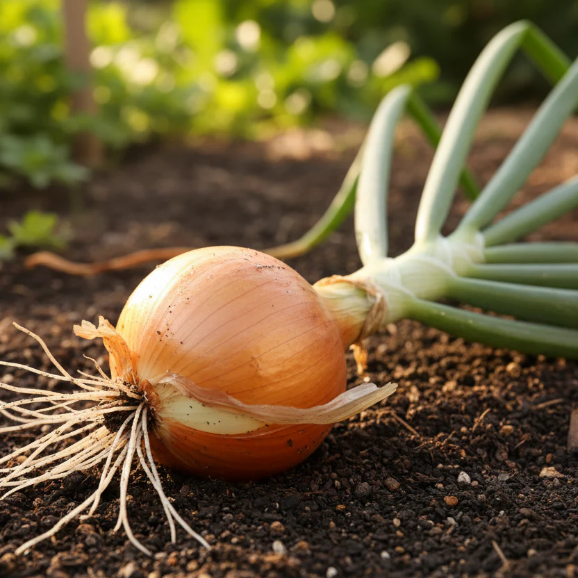 Candy onion starts grow sweet, large, yellow onions.