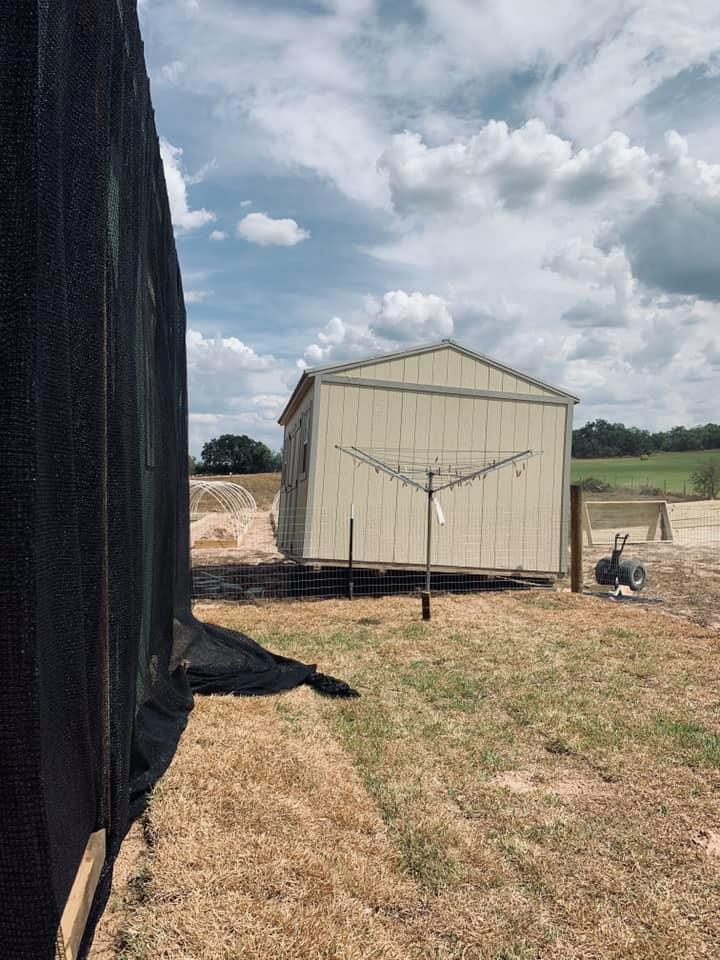 This is the yellow shed after it arrived.It is for sale now.