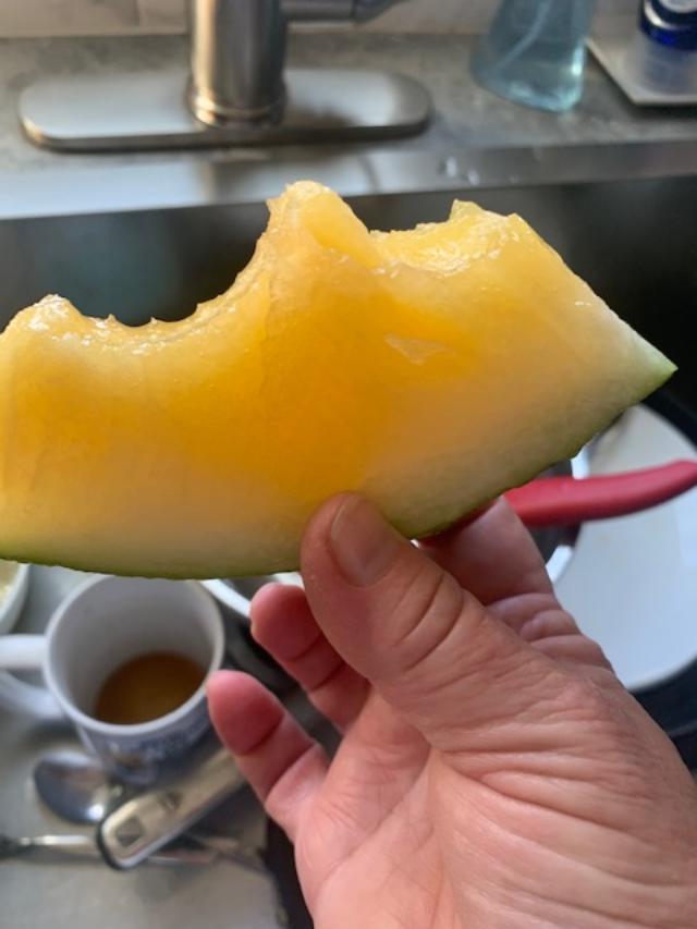 This is one of our yellow watermelons that we enjoyed this week from our garden.